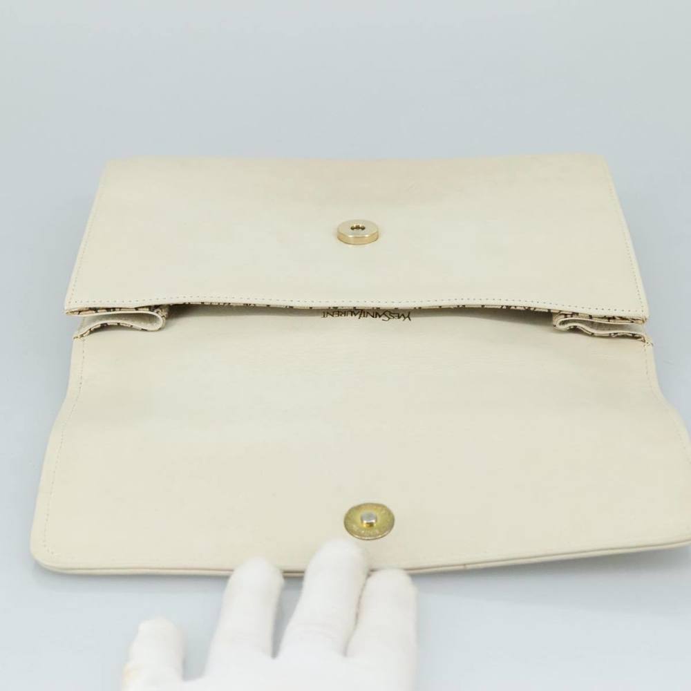 SAINT LAURENT Clutch Bag Leather White Auth bs21008 - Picture 8 of 16